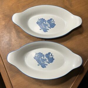 Vintage Blue Floral Ceramic Serving Dishes